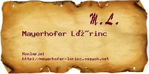 Mayerhofer Lőrinc névjegykártya
